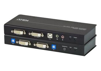 ATEN Extender PC-konzole Dual DVI až 60m ,USB, až 1920 x 1200 bodů / surge, RS-232
