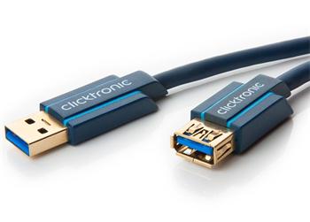 ClickTronic HQ OFC prodlužovací USB3.0 kabel, A-A, zlacené konektory, 1,8m