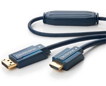 ClickTronic HQ OFC kabel DisplayPort - HDMI typ A, zlacené kon., 3D, M/M, 15m