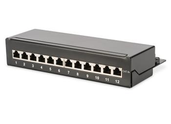 DIGITUS Desktop Patch panel, Cat6A 12xSTP RJ45, 1U