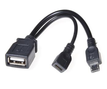 PremiumCord USB redukce kabel USB A/female+Micro USB/female - Micro USB/male OTG