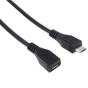 PremiumCord Kabel prodlužovací micro USB 2.0 male-female, černý 3m