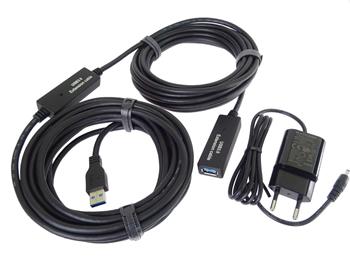 PremiumCord USB 3.0 repeater a prodlužovací kabel A/M-A/F  10m