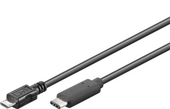 PremiumCord Kabel USB konektor C/male - USB 2.0 Micro-B/male, černý, 0,6m