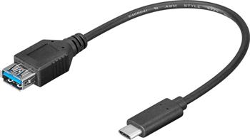 PremiumCord Adaptér USB-C/male - USB3.0 A/female, OTG, 0,2m