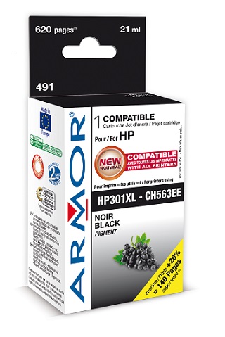 ARMOR ink-jet pro HP, černý HC, 21 ml, No.301XL, CH563EE  