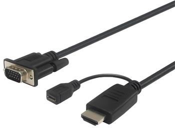 Kabelový převodník HDMI na VGA s napájecím micro USB konektorem 2m