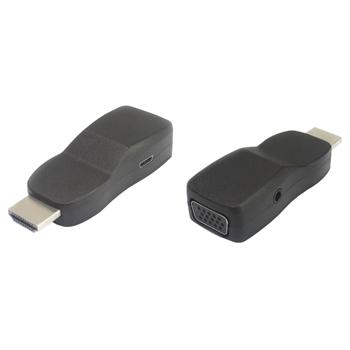 Převodník HDMI na VGA miniaturní provedení se zvukem a napájecím konektorem - černý