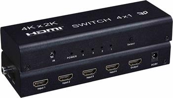 PremiumCord HDMI switch 4:1 s audio výstupy ( stereo, Toslink, coaxial )