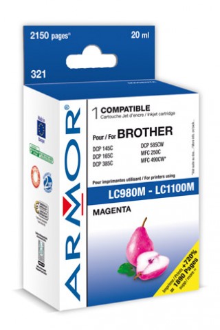 ARMOR ink-jet pro Brother, MAGENTA, 20ml, komp.s LC980M JUMBO č.k.321