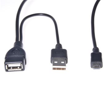 PremiumCord USB redukce kabel USB A/female+USB A/male - Micro USB/male OTG