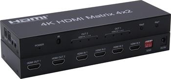 PremiumCord HDMI matrix switch 4:2,s audiem, rozlišení 4Kx2K