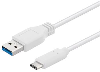 PremiumCord Kabel USB 3.2 konektor C/male - USB 3.0  A/male, bílý, 0,5m