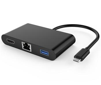 PremiumCord Převodník USB-C na HDMI + Audio + USB3.0 + RJ45 + PD charge