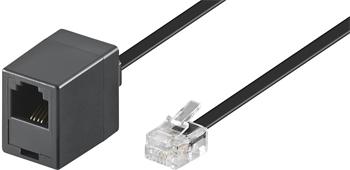PremiumCord Kabel  prodlužovací telefonní rovný 6P4C plug - 6P4C jack 3m - černý