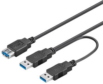 PremiumCord USB 3.0 napájecí Y kabel A/Male + A/Male -- A/Female