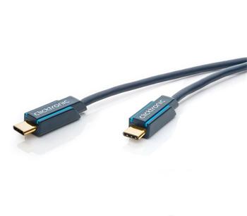 ClickTronic HQ OFC Kabel USB-C/male - USB-C/male, modrý, 1m