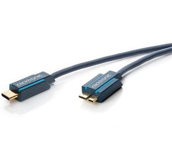 ClickTronic HQ OFC Kabel USB 3.1 konektor C/male - USB 3.0 Micro-B/male, modrý, 2m