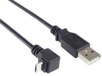 PremiumCord Kabel micro USB 2.0, A-B, konektor do úhlu 90°, 1m 