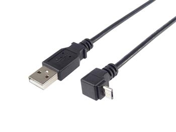 PremiumCord Kabel micro USB 2.0, A-B, konektor do úhlu 90°, 3m 