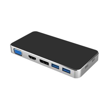 PremiumCord Převodník USB-C na HDMI + VGA + DisplayPort + 2xUSB3.0 + PD charge