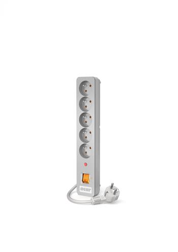 Acar X5 3m kabel, 5 zásuvek, přepěťová ochrana, šedá