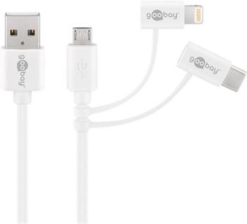 goobay 3 in 1 USB kombinovaný kabel s Micro USB, USB-C a Apple Lightning 1m