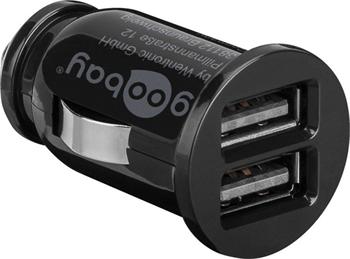 goobay Napájecí 12/24V autoadaptér na 2x USB 3,1A černý