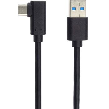 PremiumCord Kabel USB typ C/M zahnutý konektor 90° - USB 3.0 A/M, 2m