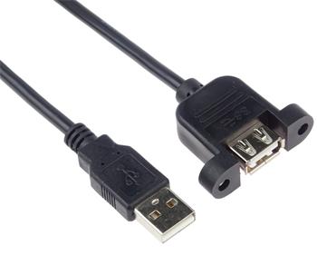 PremiumCord USB 2.0 prodlužovací kabel 2m MF s konektorem na přišroubování