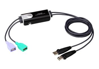 ATEN 2-port USB přepínač KM (klávesnice a myši), integrované kabely