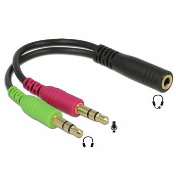 PremiumCord Adaptér 4pólový jack3,5mm pro sluchátka a mikrofon, 30cm