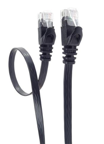 PremiumCord Plochý patch kabel UTP RJ45-RJ45 CAT6 1m černá