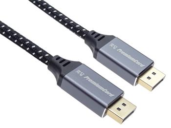 PremiumCord DisplayPort 1.4 přípojný kabel, kovové a zlacené konektory, 1,5m