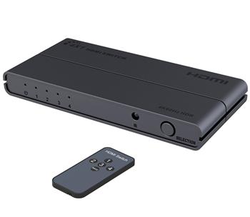 PremiumCord HDMI switch 4:1 s podporou rozlišení 4Kx2K@60Hz, 1080P, HDR, s ovládáním tlačítkem