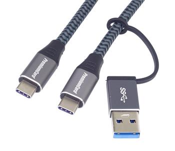 PremiumCord USB-C kabel ( USB 3.2 GEN 2x2, 5A, 100W, 20Gbit/s ) 2m, bavlněný oplet