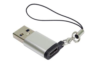 PremiumCord Adaptér USB3.0 A male - USB-C Female, stříbrná s očkem na zavěšení
