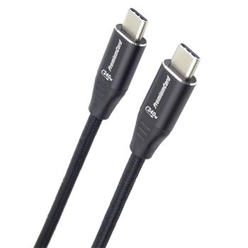 PremiumCord Kabel USB-C M/M, 240W 480Mbps černý bavlněný oplet, 1m