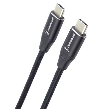 PremiumCord Kabel USB-C M/M, 5A, 240W 480Mbps černý bavlněný oplet, 1m