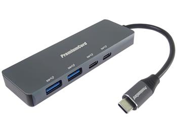 PremiumCord 5G SuperSpeed Hub USB-C na 2x USB 3.2 C +2x USB 3.2 A,  Aluminum