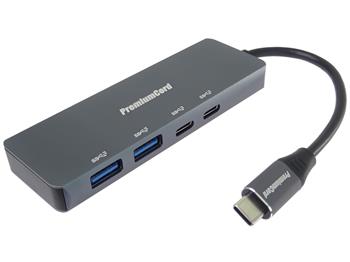 PremiumCord 5G SuperSpeed Hub USB-C na 2x USB 3.2 C +2x USB 3.2 A, Aluminum