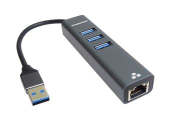 PremiumCord adaptér USB3.2 -> LAN RJ45 ETHERNET 10/100/1000 MBIT + 3x USB3.2 port