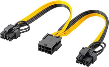 PremiumCord Napájecí kabel 8 kolíkový samice na duální 6+2 samec pro PCIe karty