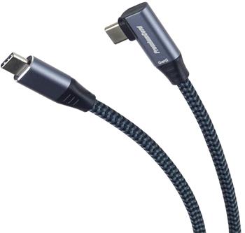 PremiumCord USB-C zahnutý kabel ( USB 3.2 GEN 2x2, 5A, 100W, 20Gbit/s ) 3m hliníkové krytky konektorů, bavlněný oplet