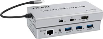 PremiumCord KVM switch 2x USB-C na HDMI+2x USB3.0 adapter s přepínáním USB-C