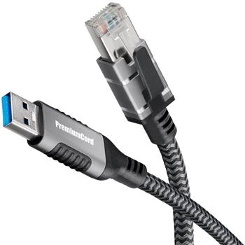 PremiumCord Ethernetový kabel USB3.2 -> LAN RJ45  10/100/1000 MBIT délka 1m