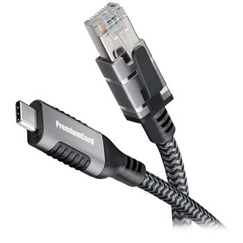 PremiumCord Ethernetový kabel USB-C -> LAN RJ45  10/100/1000 MBIT délka 2m