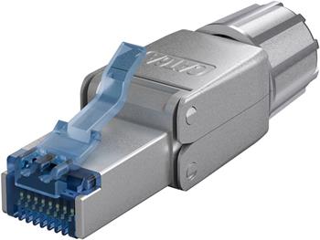 Konektor RJ45 8pinů Cat6A stíněný - montáž bez nástroje, průměr kabelu AWG 22/1 - 26/1