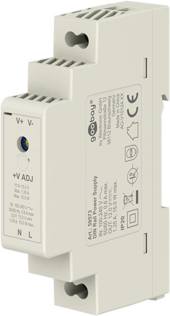 goobay napájecí zdroj do DIN lišty 12 V (DC), max.proud 1.25 A, výkon 15 W