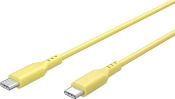 PremiumCord Silikonový kabel s konektory USB-C 60W 480Mbps žlutý extra měkký 1,5m